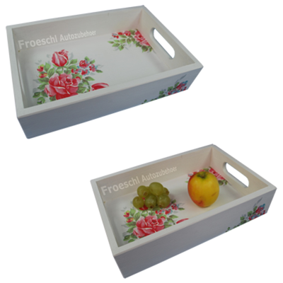 Mit Rosen dekoriertes Serviertablett Holztablett Tablett aus Holz Betttablett a*